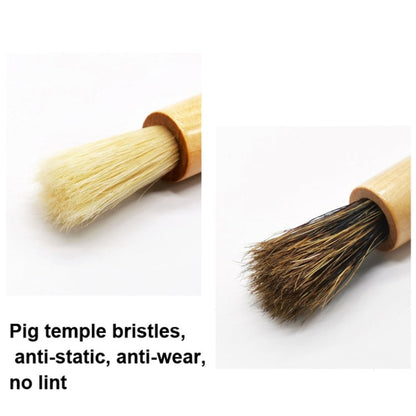Wooden Handle Coffee Grinding Brush Barbecue Brush Pig Bristle Cleaning Brush(Floral)