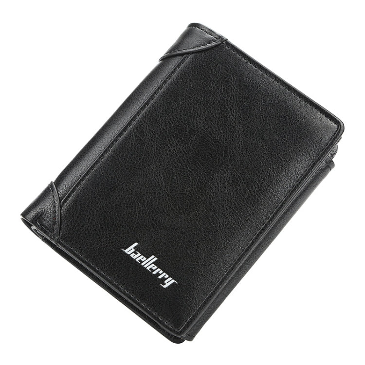 Baellerry D1307 Men Vertical Multi-card Tri-fold Small Wallet Thin Buckle Coin Purse(Black)