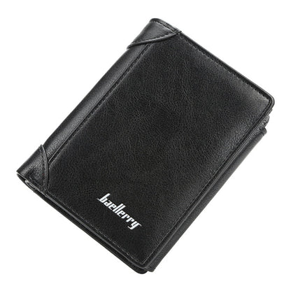 Baellerry D1307 Men Vertical Multi-card Tri-fold Small Wallet Thin Buckle Coin Purse(Black)