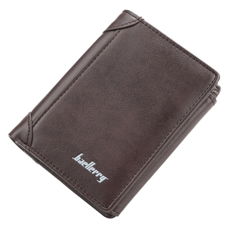 Baellerry D1307 Men Vertical Multi-card Tri-fold Small Wallet Thin Buckle Coin Purse(Brown)