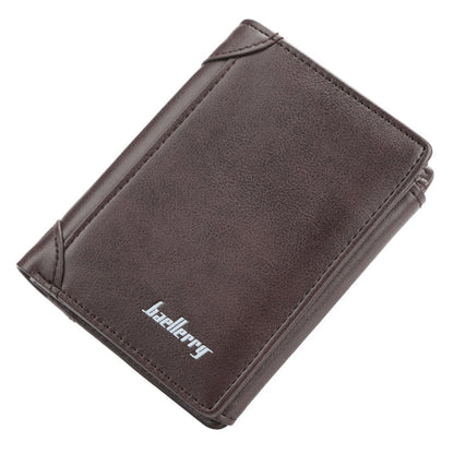Baellerry D1307 Men Vertical Multi-card Tri-fold Small Wallet Thin Buckle Coin Purse(Brown)
