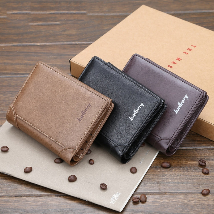 Baellerry D1307 Men Vertical Multi-card Tri-fold Small Wallet Thin Buckle Coin Purse(Brown)