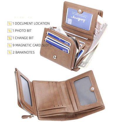 Baellerry D1307 Men Vertical Multi-card Tri-fold Small Wallet Thin Buckle Coin Purse(Black)