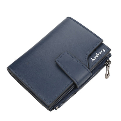 Portefeuille court femme Baellerry N5013 Porte-cartes multiples avec fermeture éclair et boucle pour la monnaie (bleu marine)