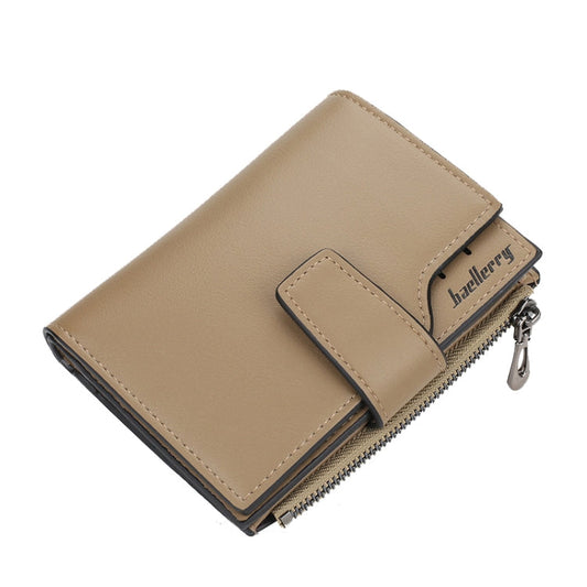 Baellerry N5013 Ladies Cropped Wallet Multi-Card Slot Zipper Buckle Coin Purse(Grey)