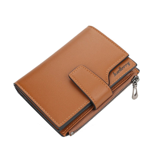 Baellerry N5013 Ladies Cropped Wallet Multi-Card Slot Zipper Buckle Coin Purse(Brown)
