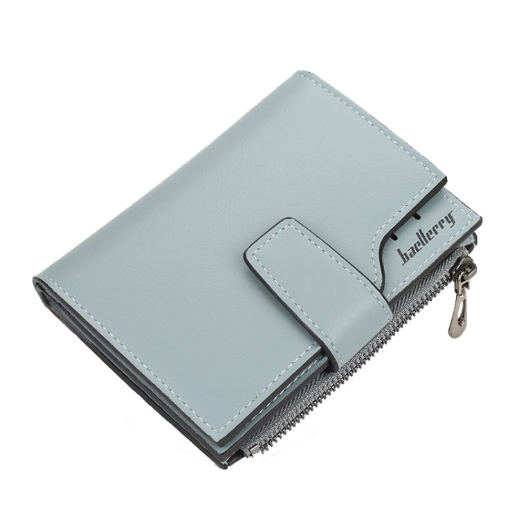 Baellerry N5013 Ladies Cropped Wallet Multi-Card Slot Zipper Buckle Coin Purse(Light Blue)