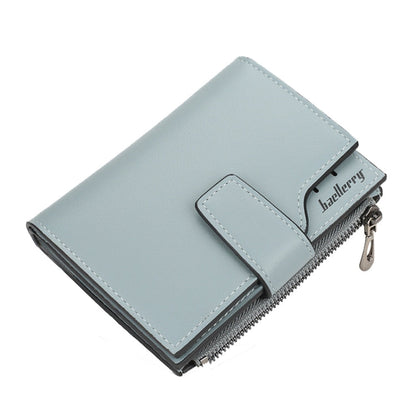Baellerry N5013 Ladies Cropped Wallet Multi-Card Slot Zipper Buckle Coin Purse(Light Blue)
