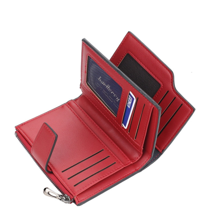 Baellerry N5013 Portefeuille court pour femme avec fermeture éclair à plusieurs emplacements pour cartes et porte-monnaie (rose)