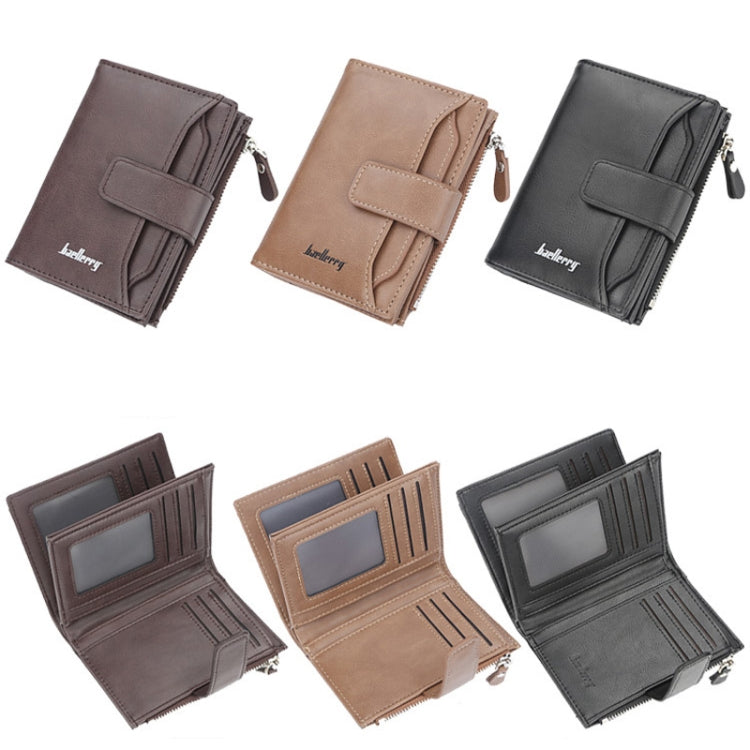 Portefeuille zippé court Baellerry D3218 pour hommes, multi-fentes pour cartes, grande capacité (marron)