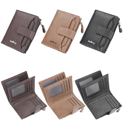 Portefeuille zippé court Baellerry D3218 pour hommes, multi-fentes pour cartes, grande capacité (marron)