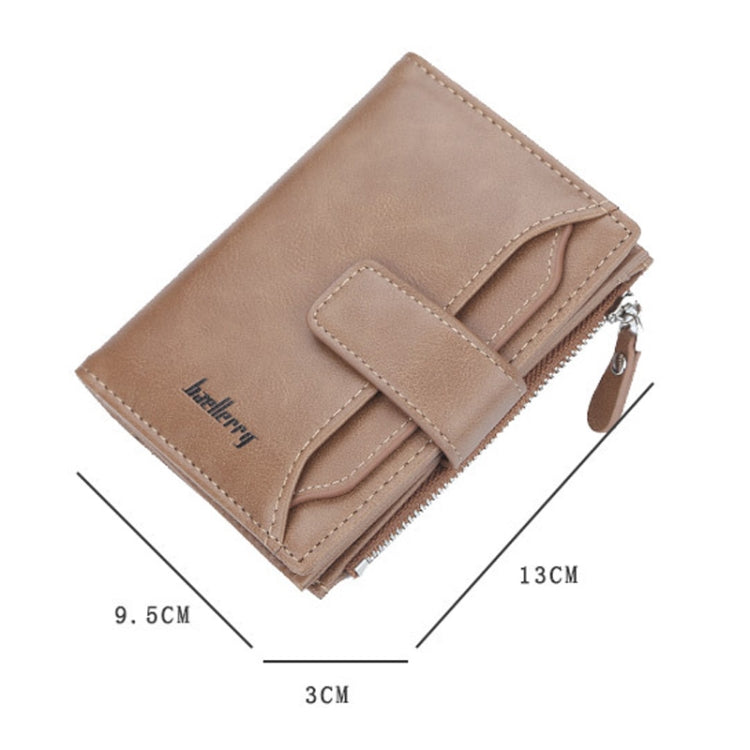 Portefeuille zippé court Baellerry D3218 pour hommes, multi-fentes pour cartes, grande capacité (marron)