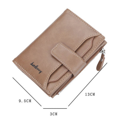 Portefeuille zippé court Baellerry D3218 pour hommes, multi-fentes pour cartes, grande capacité (marron)