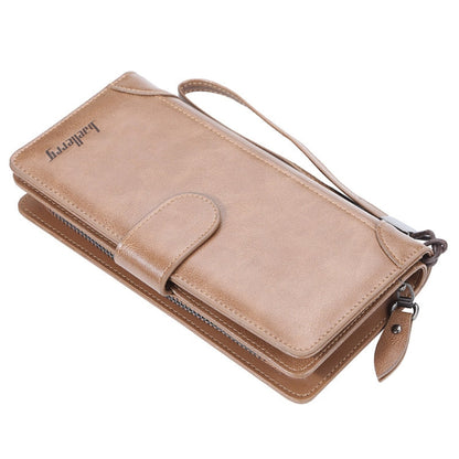 Portefeuille homme Baellerry S6701 d'affaires, multi-cartes, pochette mi-longue, à boucle, avec compartiment à monnaie zippé (marron)