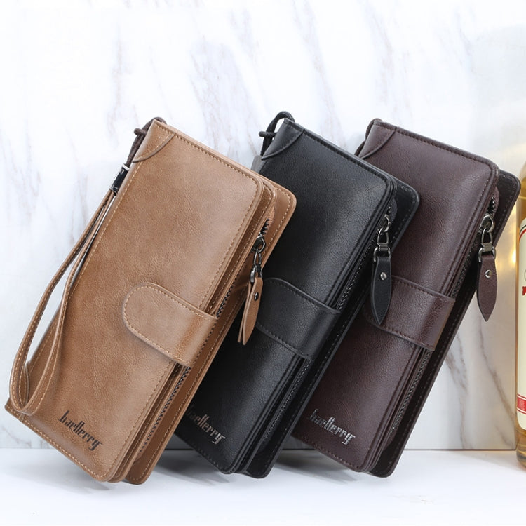 Portefeuille homme Baellerry S6701 d'affaires, multi-cartes, pochette mi-longue, à boucle, avec compartiment à monnaie zippé (marron)