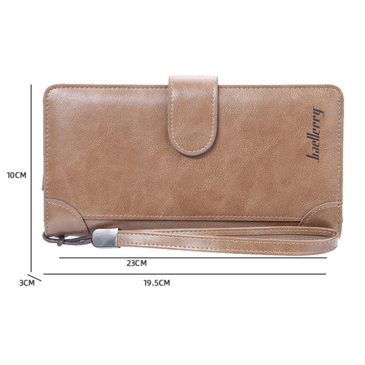 Baellerry S6701 Men Wallet Business Multi-card Mid-length Clutch Buckle Zipper Coin Purse(Black)