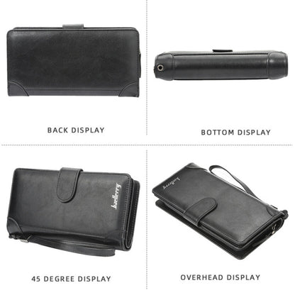 Baellerry S6701 Men Wallet Business Multi-card Mid-length Clutch Buckle Zipper Coin Purse(Black)