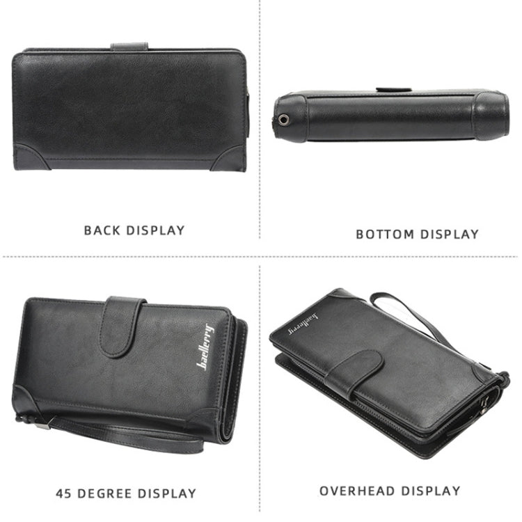 Portefeuille homme Baellerry S6701 d'affaires, multi-cartes, pochette mi-longue, à boucle, avec compartiment à monnaie zippé (marron)