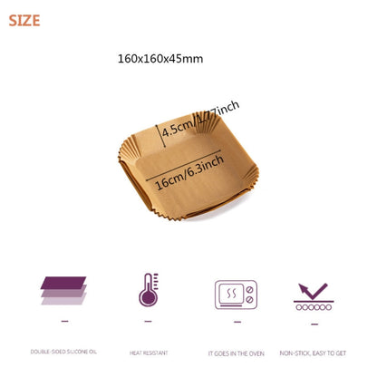 50pcs / Box Air Fryer Liner Baking Oil-absorbing Oil-proof Paper Tray(Normal Color)