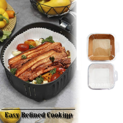 50pcs / Box Air Fryer Liner Baking Oil-absorbing Oil-proof Paper Tray(Normal Color)