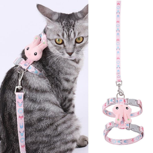 Rabbit Head Type Anti-breakaway Adjustable Cat Leash, Size: Large Suitable for 3-6kg(Pink)