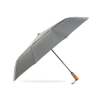 PARACHASE Ten-bone Double-layer Large Windproof Business Automatic Folding Umbrella(Grey)