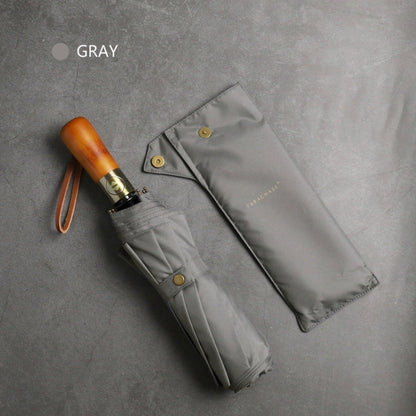 PARACHASE Ten-bone Double-layer Large Windproof Business Automatic Folding Umbrella(Grey)