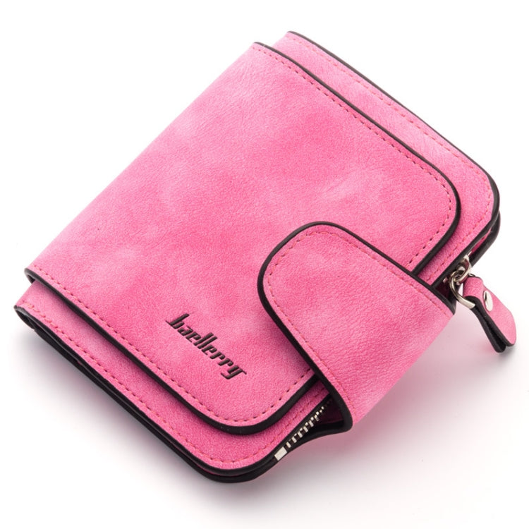 Baellerry Ladies Buckle Nubuck Leather Coin Purse Cute Small Fresh Student Wallet(Rose Red)