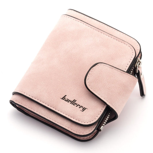 Baellerry Ladies Buckle Nubuck Leather Coin Purse Cute Small Fresh Student Wallet(Light Pink)
