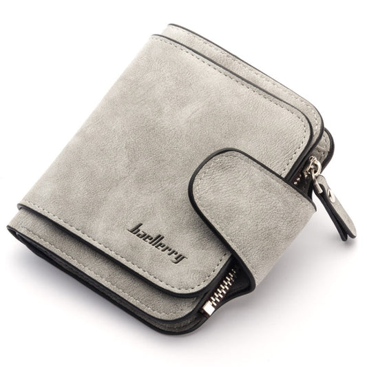 Baellerry Ladies Buckle Nubuck Leather Coin Purse Cute Small Fresh Student Wallet(Grey)