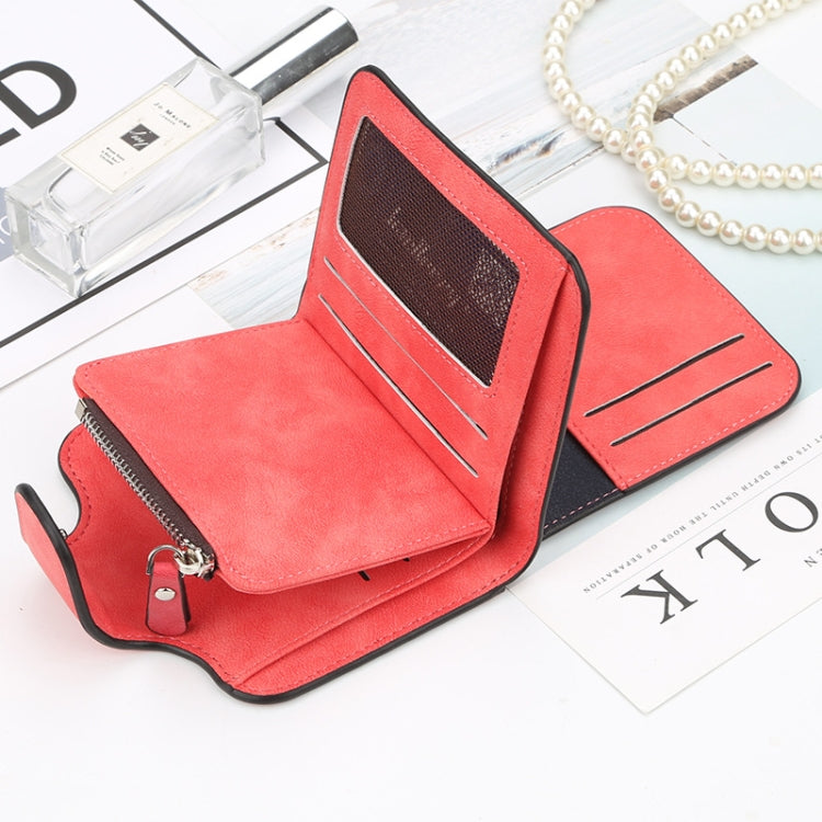 Baellerry Ladies Buckle Nubuck Leather Coin Purse Cute Small Fresh Student Wallet(Rose Red)