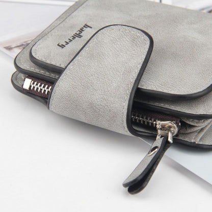 Baellerry Ladies Buckle Nubuck Leather Coin Purse Cute Small Fresh Student Wallet(Black)