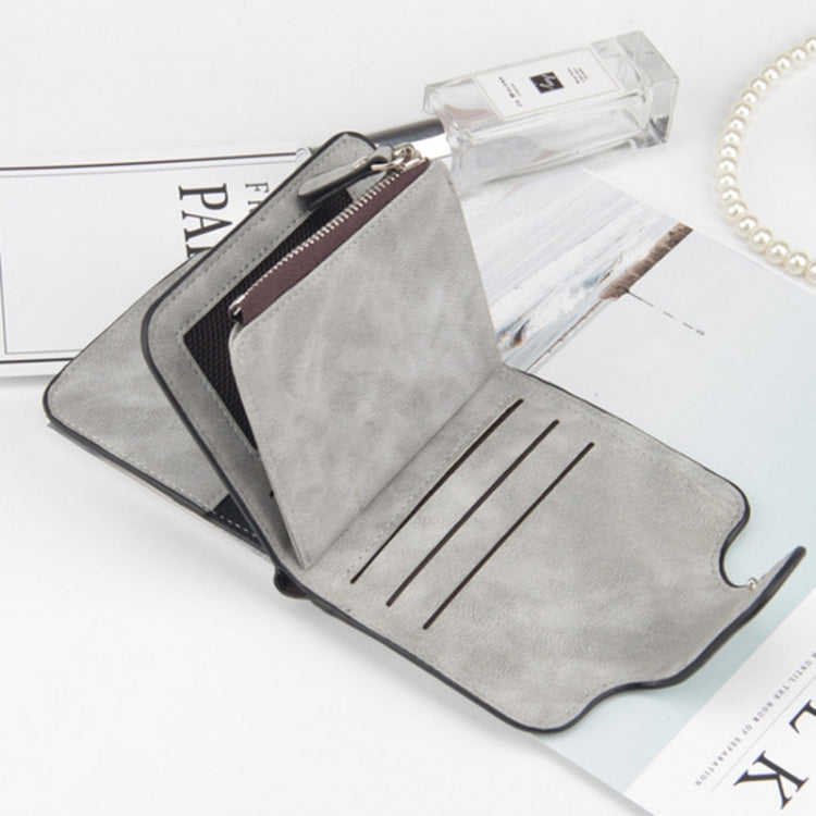 Baellerry Ladies Buckle Nubuck Leather Coin Purse Cute Small Fresh Student Wallet(Grey)