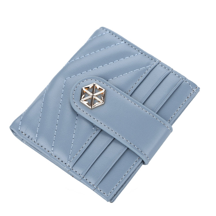 BOISEEN  Ladies Card Holder Embossed Multi-Card Slot Buckle Bank Card Holder Small Wallet(Blue)