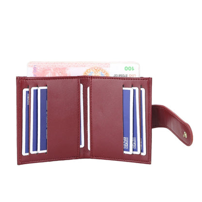 BOISEEN  Ladies Card Holder Embossed Multi-Card Slot Buckle Bank Card Holder Small Wallet(Blue)