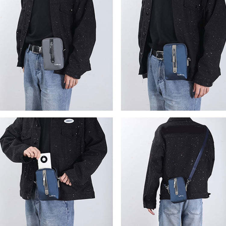 Baellerry Men Shoulder Bag Simple Casual Large Capacity Messenger Bag Business Zipper Wallet(Grey)