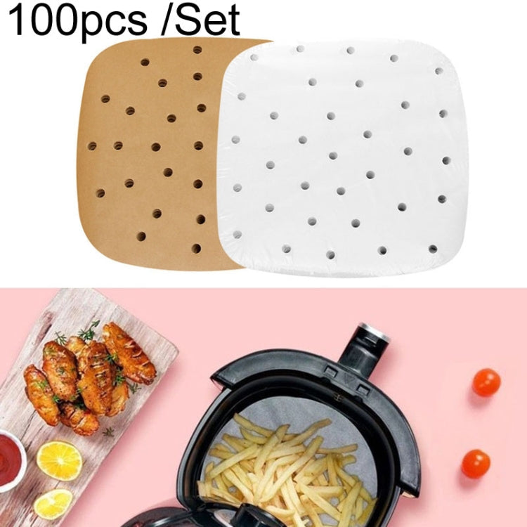 Air Fryer Special Paper Pad Grilled Meat Paper Oil Absorbed Paper, Color Random Delivery, Style: Square With Hole (24cm)