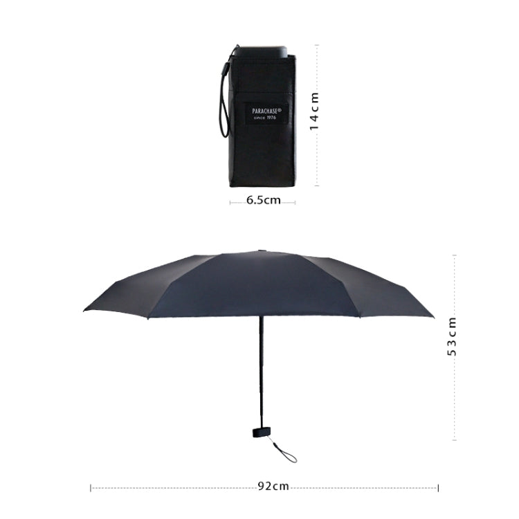 PARACHASE Mini Six Fold Bag Black Glue Sunside Sunscreen Anti-UV Sun Umbrella(Beige)