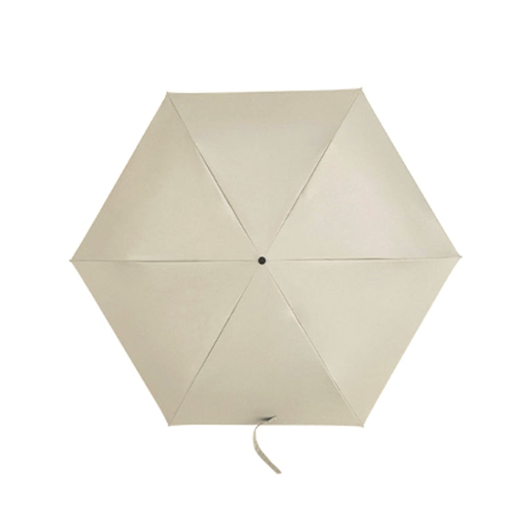 PARACHASE Carbon Fiber Light Portable Small Clever Black Glue Sunscreen Anti-UV Sun Umbrella(Khaki)