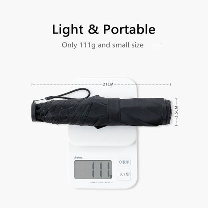 PARACHASE Carbon Fiber Light Portable Small Clever Black Glue Sunscreen Anti-UV Sun Umbrella(Khaki)