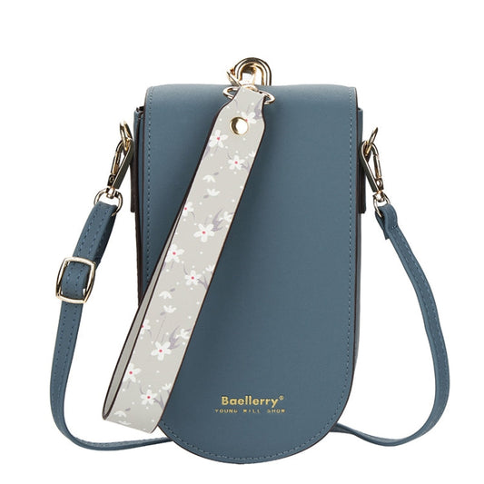 Sac à main pour femme Baellerry pour téléphone portable, multi-cartes, pochette, sac bandoulière diagonal (Bleu)