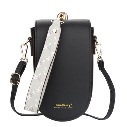 Baellerry Ladies Mobile Phone Bag Multi-card Clutch One-shoulder Diagonal Bag(Black)