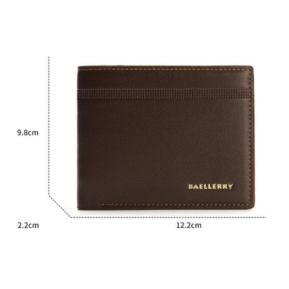 Baellerry Men Short Wallet Multi-card Lychee Pattern Business Wallet(Black)