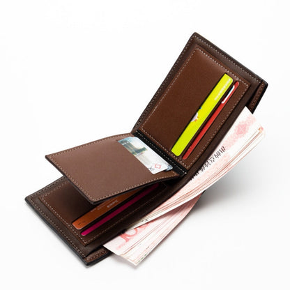 Baellerry Men Short Wallet Multi-card Lychee Pattern Business Wallet(Black)
