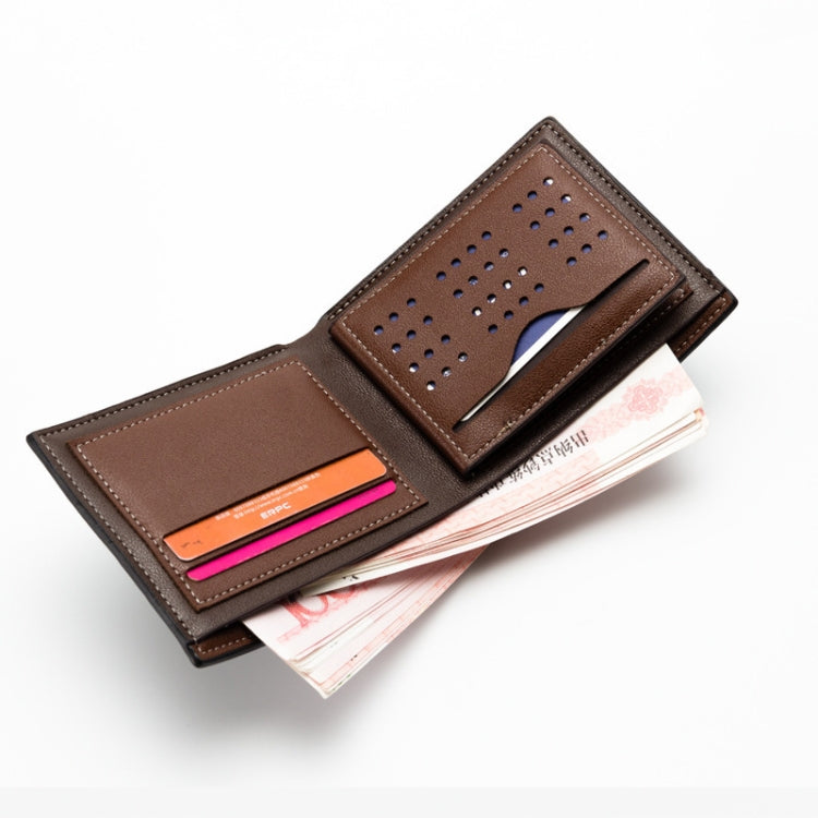 Baellerry Men Short Wallet Multi-card Lychee Pattern Business Wallet(Black)