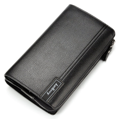 Baellerry Pochette Homme en Cuir PU Style Business Décontracté, Portefeuille Zippé Motif Litchi (Noir)