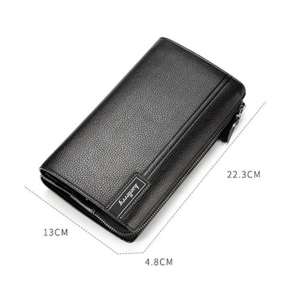 Baellerry Men PU Leather Clutch Business Casual  Lychee Pattern Zipper Wallet(Brown)