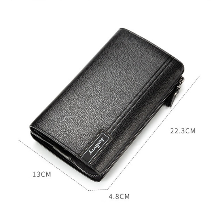 Baellerry Pochette Homme en Cuir PU Style Business Décontracté, Portefeuille Zippé Motif Litchi (Noir)