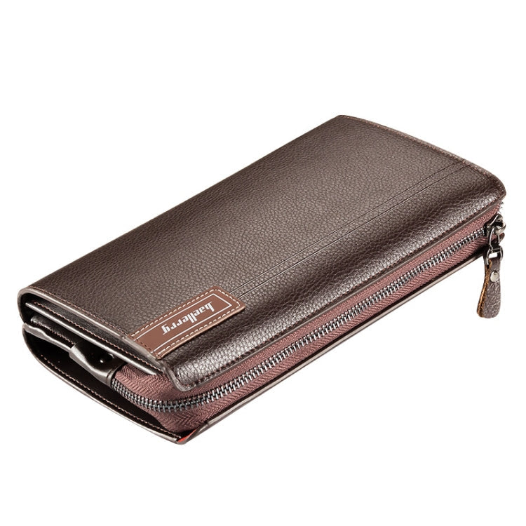 Baellerry Pochette Homme en Cuir PU Style Business Décontracté, Portefeuille Zippé Motif Litchi (Noir)
