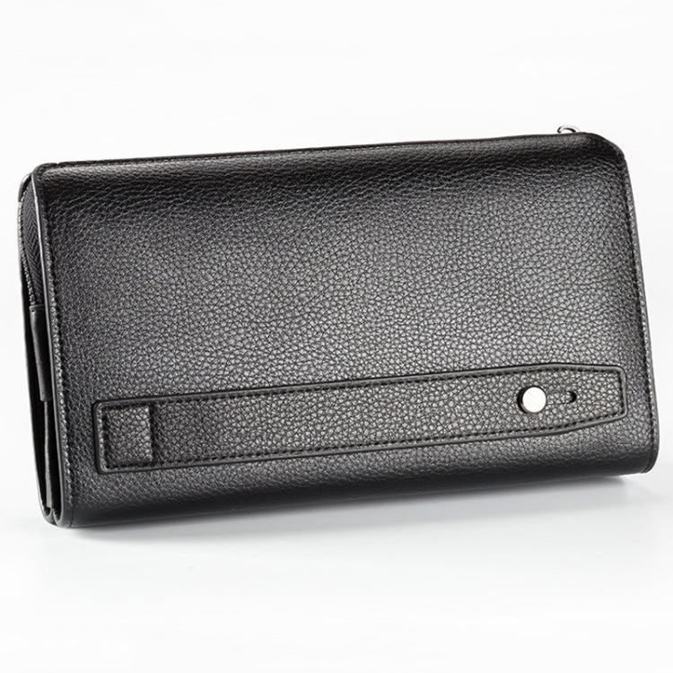 Baellerry Pochette Homme en Cuir PU Style Business Décontracté, Portefeuille Zippé Motif Litchi (Noir)